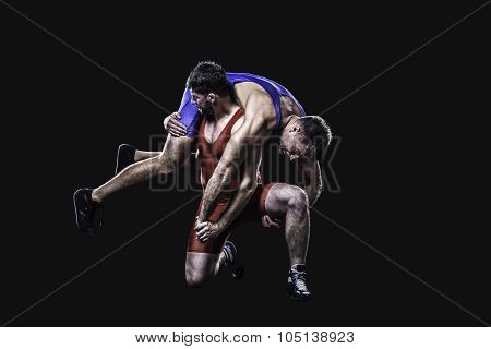 Wrestler performs a throw isolated