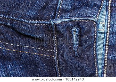 Closeup Detail Of Blue Denim