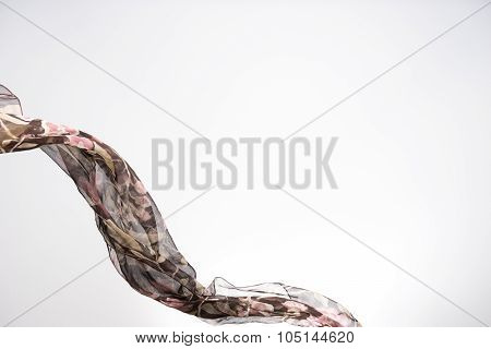 Abstract Pieces Of Fabric Flying, Studio Shot , Scarf Motion
