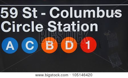 59 St - Columbus Circle Subway Station entrance in New York