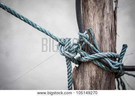 Soft Focus Of Tied Vintage Rope