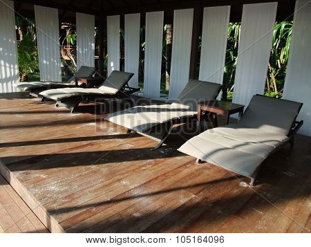 Beach chairs and cabana