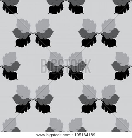 Seamless Floral Grayscale Pattern With Oak Leaves