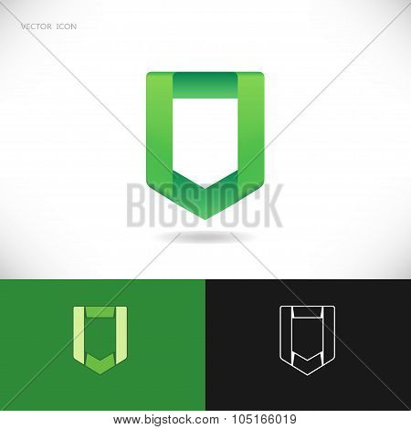 Green Shield Logo Design Set.