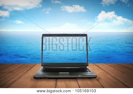 Computer Laptop On The Dock