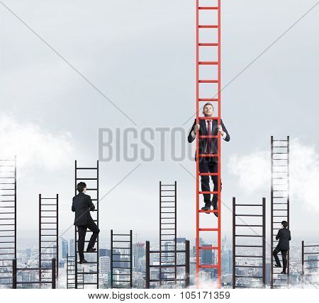 A Concept Of Competition, And Problem Solving. Several Businessmen Are Racing To Achieve The Highest