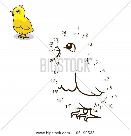 Connect the dots game chicken vector illustration