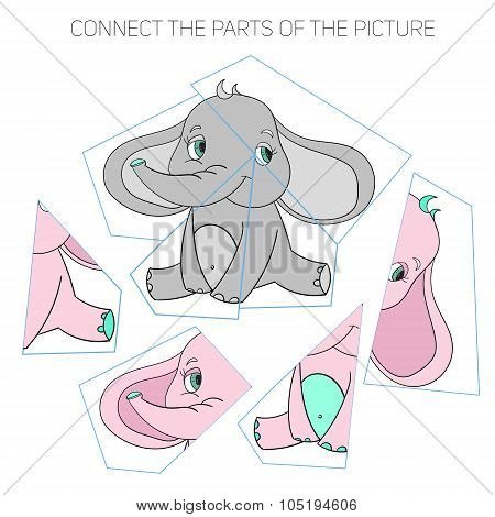 Puzzle game for chldren elephant