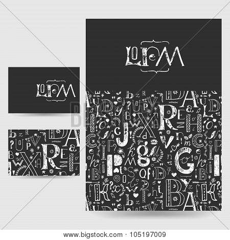 Vector Design Template With Doodle Letters