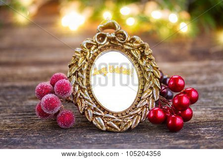 christmas frame with merry christmas greetings