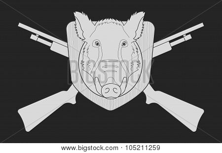 boar head hunting-contour