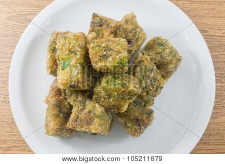 Top View Of Fried Steamed Dumpling Made Of Garlic Chives