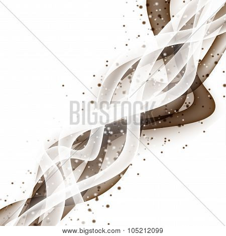 Abstract Wave Modern Layout With Fresh White Brown Coffee With Milk Swoosh Line With Splashes
