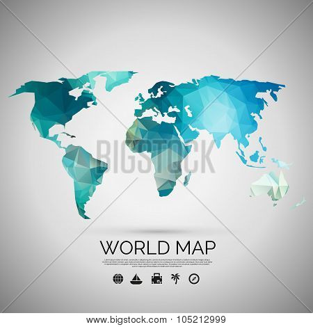World map background in polygonal style.