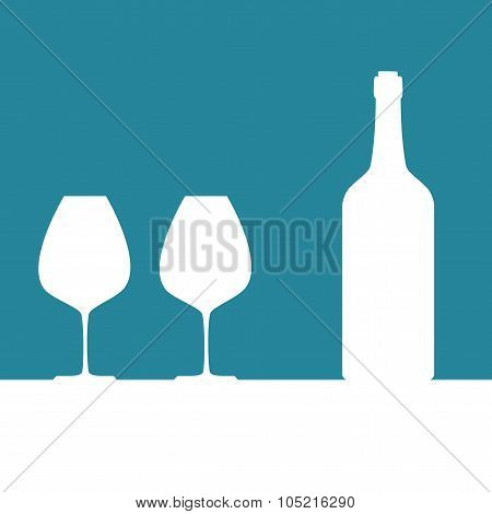 wine bottle and glasses