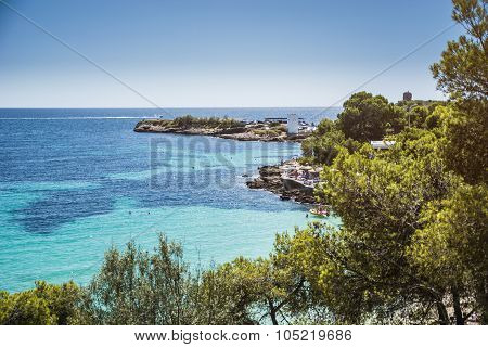 Isolated Beach and Rocky Coast, Ibiza, Spain