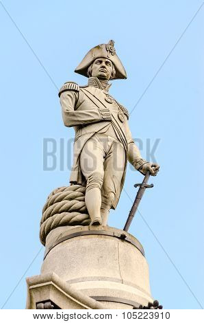 Nelson Statue At Trafalgar Square, London