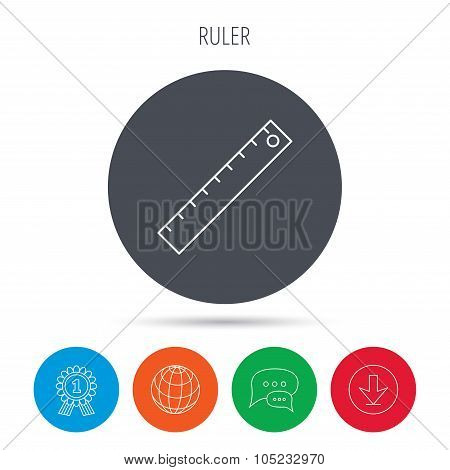 Ruler icon. Straightedge sign.
