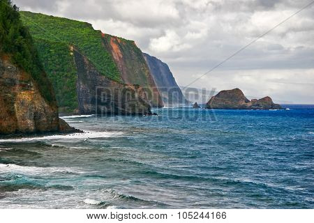 Lonely beach on the Big Island in stormy weather. Hawaii. USA 