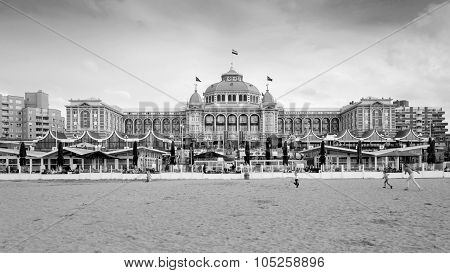 The Hague, Netherlands - May 8, 2015: Tourists At Kurhaus Of Scheveningen, The Hague