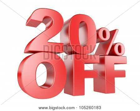 20 Percent Off 3D Icon.
