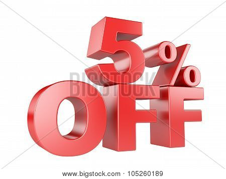 5 Percent Off 3D Icon.
