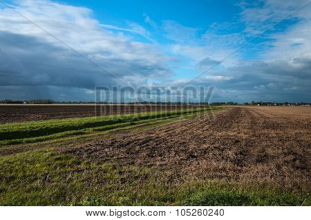 Dark Clouds Above A Rural Area