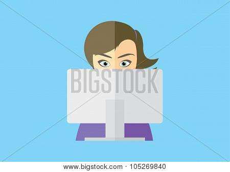 Operator Girl and Computer