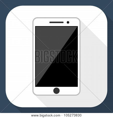Smartphone Flat Icon With Long Shadow, Vector