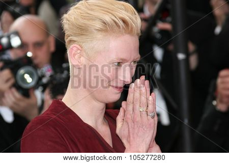 CANNES, FRANCE - MAY 13: Actress Tilda Swinton attends the 'Up' Premiere at the Palais des Festivals during the 62nd Annual Cannes Film Festival on May 13, 2009 in Cannes, France