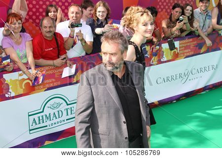 MOSCOW - JUNE 26: Louise Bourgoin and Luc Besson attend the closing ceremony of 32nd Moscow Film Festival on June 26, 2010 in Moscow, Russia