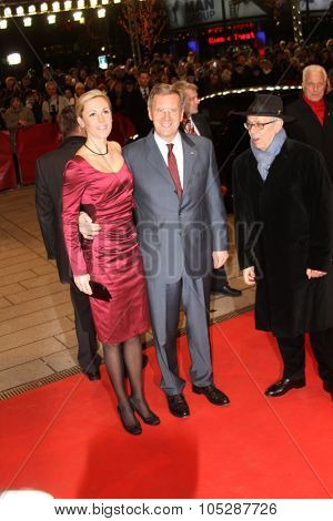 BERLIN, GERMANY - FEBRUARY 13: German President Christian Wulff and his wife Bettina  attend the 'Pina' Premiere during  of the 61 Berlin Film Festival at  Palace on February 13, 2011 in Berlin, Germany.