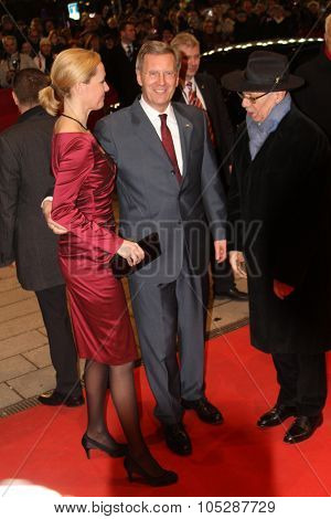 BERLIN, GERMANY - FEBRUARY 13: German President Christian Wulff and his wife Bettina  attend the 'Pina' Premiere during  of the 61 Berlin Film Festival at  Palace on February 13, 2011 in Berlin, Germany.