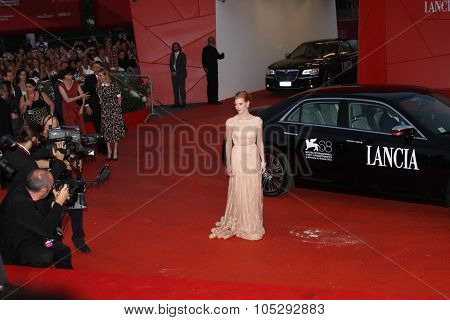 VENICE, ITALY - SEPTEMBER 04: Jessica Chastain  attend the 'Wild Salome' premiere during the 68th Venice Film Festival at Palazzo del Cinema on September 4, 2011 in Venice, Italy.