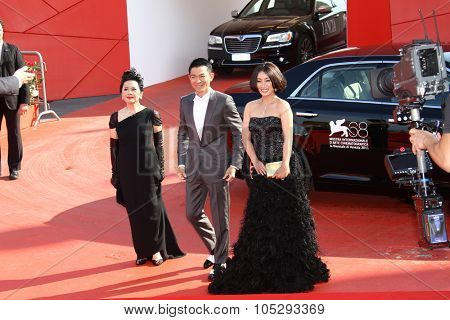 VENICE, ITALY - SEPTEMBER 05: Deannie Yip and Andy Lau with  Qin Hailu  attends the 'Tao Jie' premiere at the Palazzo del Cinema during the 68th Venice  Festival on September 5, 2011 in Venice, Italy