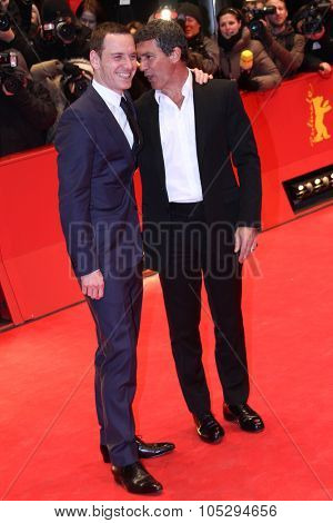 BERLIN, GERMANY - FEBRUARY 15: Michael Fassbender and Antonio Banderas attend the 'Haywire' Premiere during  of the  Berlin Festival at the Berlinale Palast on February 15, 2012 in Berlin, Germany.