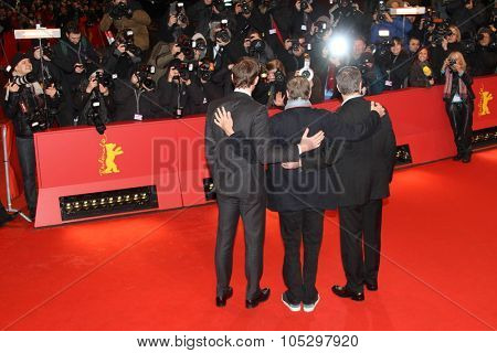 BERLIN, GERMANY - FEBRUARY 08: John Krasinski,  Matt Damon and  Gus Van Sant attend 'Promised Land' Premiere during the 63rd Film Festival at Berlinale Palast on February 8, 2013 in Berlin, Germany