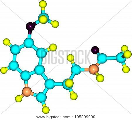 Molecule of Melatonin isolated on white