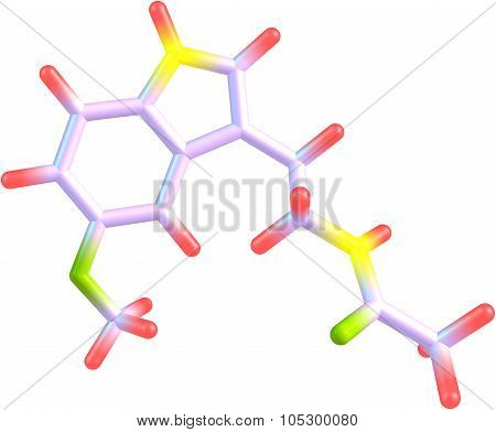 Molecule of Melatonin isolated on white