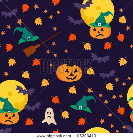 Halloween seamless pattern with holiday objects
