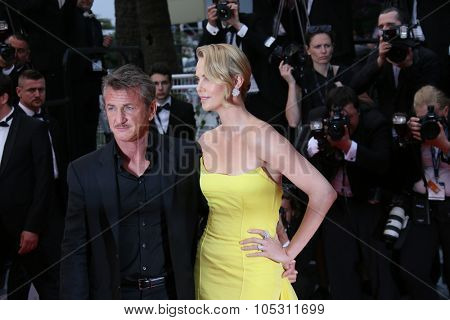 Charlize Theron, Sean Penn attend the 'Mad Max : Fury Road' Premiere during the 68th annual Cannes Film Festival on May 14, 2015 in Cannes, France.