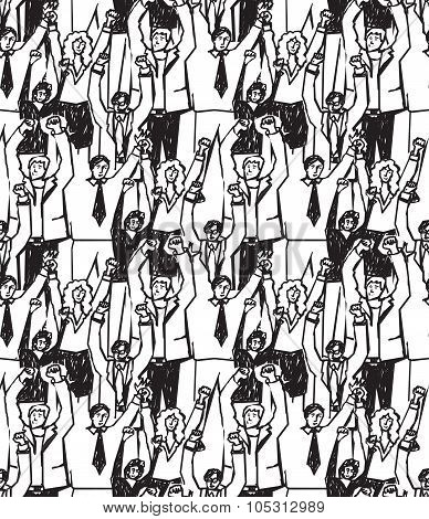 Crowd business people seamless pattern