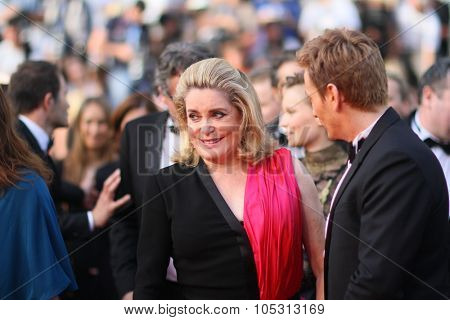 Catherine Deneuve and Benoit Magimel attend the opening ceremony and 'La Tete Haute' premiere during the 68th annual Cannes Film Festival on May 13, 2015 in Cannes, France.