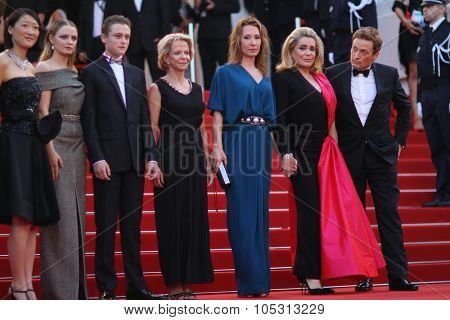 Emmanuelle Bercot, Catherine Deneuve and Benoit Magimel attend the opening ceremony and 'La Tete Haute' premiere during the 68th annual Cannes Film Festival on May 13, 2015 in Cannes, France.