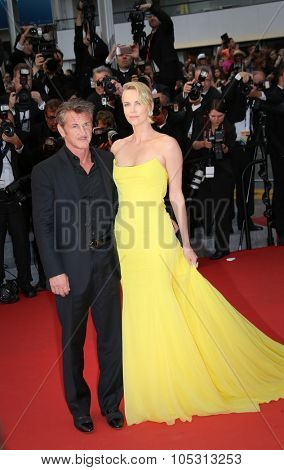 Charlize Theron, Sean Penn attend the 'Mad Max : Fury Road' Premiere during the 68th annual Cannes Film Festival on May 14, 2015 in Cannes, France.