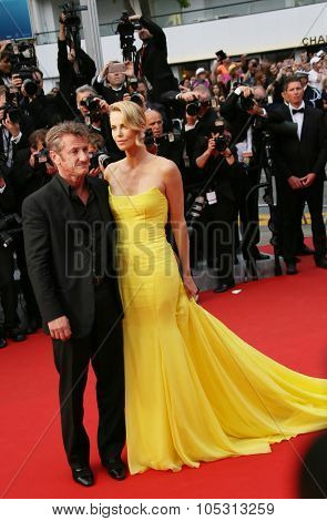 Charlize Theron, Sean Penn attend the 'Mad Max : Fury Road' Premiere during the 68th annual Cannes Film Festival on May 14, 2015 in Cannes, France.