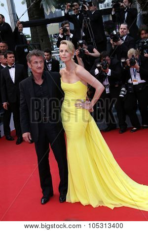 Charlize Theron, Sean Penn attend the 'Mad Max : Fury Road' Premiere during the 68th annual Cannes Film Festival on May 14, 2015 in Cannes, France.