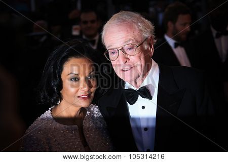 CANNES, FRANCE - MAY 20, 2015: Sir Michael Caine and Shakira Caine attend the 'Youth' Premiere during the 68th annual Cannes Film Festival on May 20, 2015 in Cannes, France.
