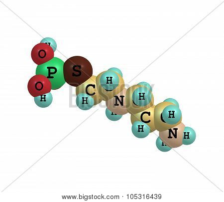 A model of a molecule of Amifostine. It is used as a cancer treatment both in chemotherapy and radiotherapy