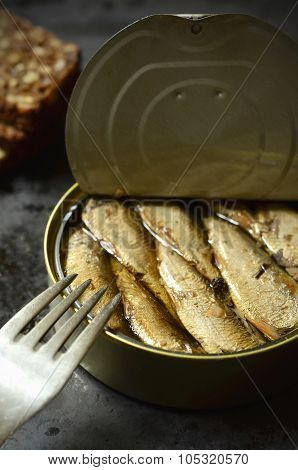 Can With Smoked Baltic Sprats.